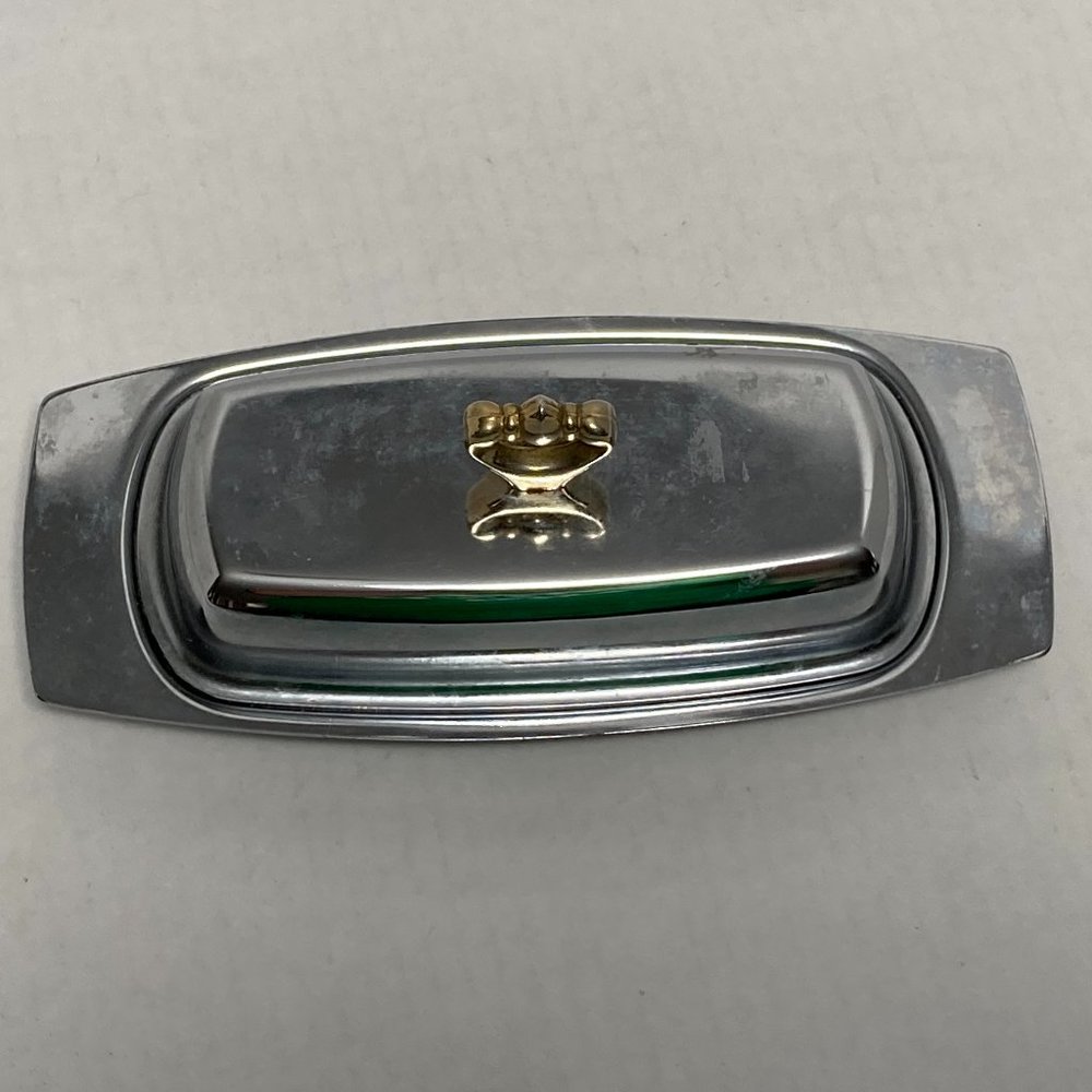 Vintage Kromex Chrome Butter Dish Finial Topped